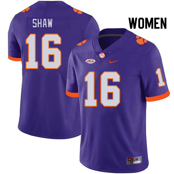 Women #16 Colby Shaw Clemson Tigers College Football Jerseys Stitched Sale-Purple